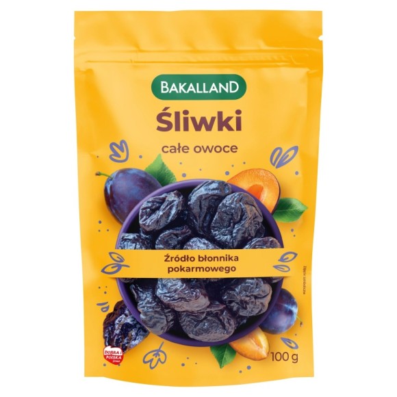 Bakalland ŚLIWKI CAŁE 100g SUSZONE OWOCE śliwka KRÓTKA DATA